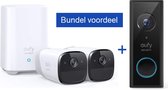 EufyCam 2 Pro - 2 caméras de sécurité + Eufy Video Doorbell 2K Ultra HD - y compris la base d'accueil - avantage du pack