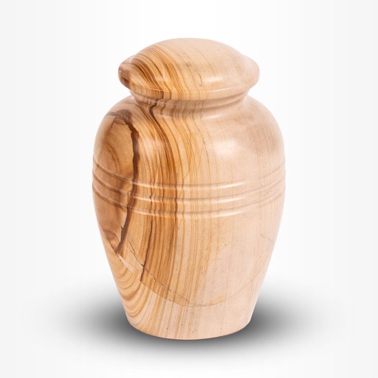 Crematie urn | Mini urn natuursteen hout look | Keepsake urn | 0.08 liter