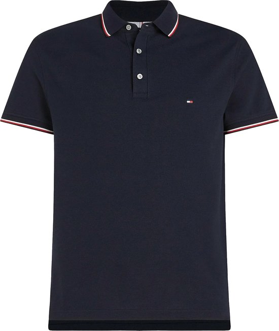 Tommy Hilfiger - Heren Polo SS Rwb Tipped Slim Polo - Blauw - Maat M