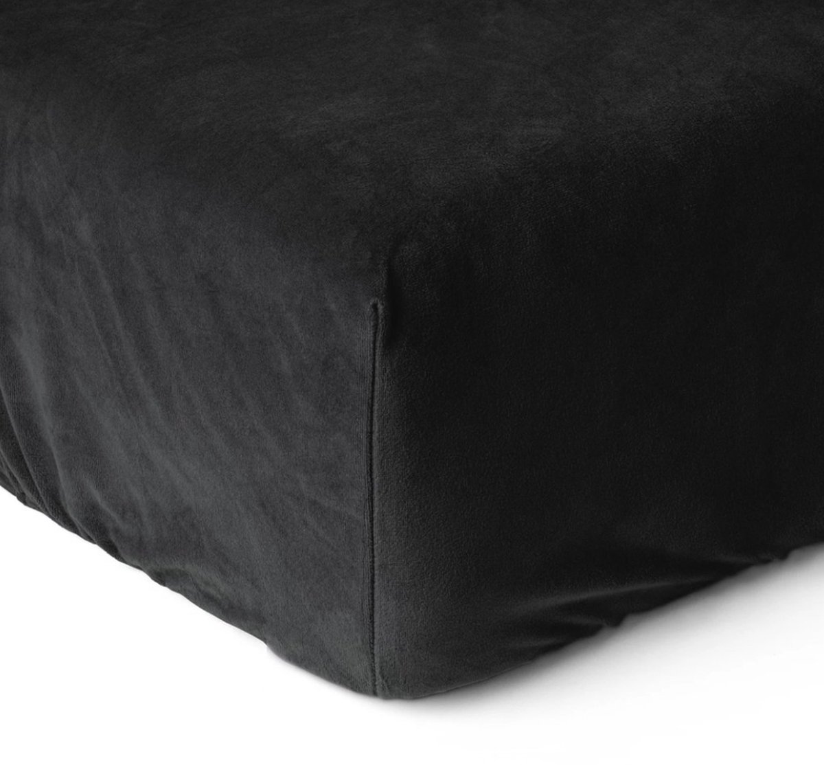 Fluweel zachte velvet hoeslaken zwart - 180x200 (lits-jumeaux) - dikke kwaliteit - zeer comfortabel - ideale pasvorm
