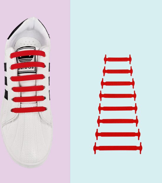 Siliconen elastische Veters – Sport veters - Schoenen Sneakers – Volwassenen - Rood