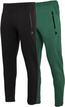 2- Pack Donnay Straight Leg Joggers - Pantalons de sport - Homme - Taille XL - Vert forêt/ Zwart (428)