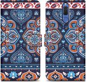 Cadorabo Hoesje voor Huawei MATE 10 LITE - Design Blauwe Mandala No. 1 - Beschermhoes Case Cover met magnetische sluiting, standaardfunctie en kaartvakje
