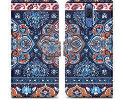 Cadorabo Hoesje geschikt voor Huawei MATE 10 LITE - Design Blauwe Mandala No. 1 - Beschermhoes Case Cover met magnetische sluiting, standaardfunctie en kaartvakje