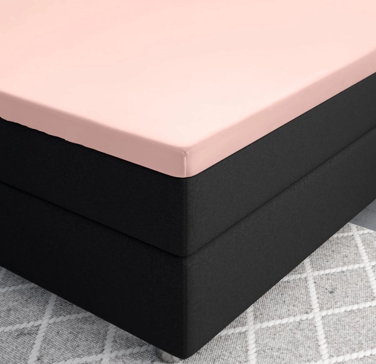 Premium katoen/satijn hoeslaken roze - 180x200 (lits-jumeaux) - zacht en ademend - luxe en chique uitstraling - subtiele glans - ideale pasvorm