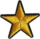Ster Sterren Military Star Strijk Embleem Patch Goud 4.7 cm / 4.7 cm / Goud Zwart