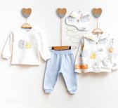 Baby Jongens 3 pce Kledingset - babykleertje - babykleding - Egel - Wit / lightblauw - Maat: 80/86
