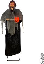 Fjesta Sorcière d'Halloween avec Citrouille - Décoration d'Halloween - Pop d'Halloween - Son - Lumière - Mouvement - 200 cm