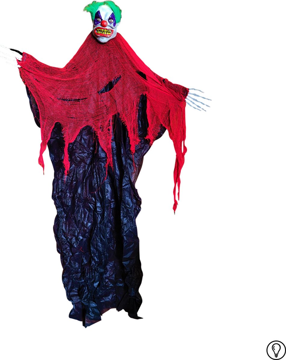 Fjesta© Halloween hangdecoratie clown met LED - 213cm