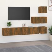 The Living Store TV-meubelset - Gerookt eiken - 30.5 x 30 x 30 cm (S) / 80 x 30 x 30 cm (L) - 4 x tv-meubel (S) / 2 x tv-meubel (L)