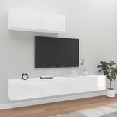 The Living Store TV-Meubel Set - Hoogglans Wit - 100 x 30 x 30 cm - 3 Stuks