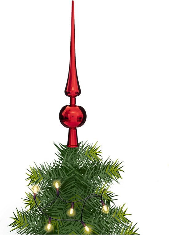 Lumières féériques et pic de sapin de Noël - rouge - plastique - 28 cm