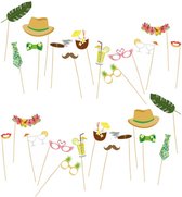 Chaks Foto props tropical/hawaii party thema set - 26-delig - op stokjes - photobooth props