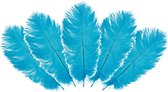 Chaks Struisvogelveren/sierveren - 5x - turquoise - 20-25 cm - decoratie/hobbymateriaal