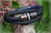 Urn-Crematie-as heren armband- Sieraad wordt voor u op maat gemaakt!- 6mm Sail Rope heren armband met crematie-as verwerkt in bedel- Design rvs kralen-Herinneringsarmband-Assieraad-urn-mat rosé rvs klik sluiting-Crematie-as verwerkt in glas en hars