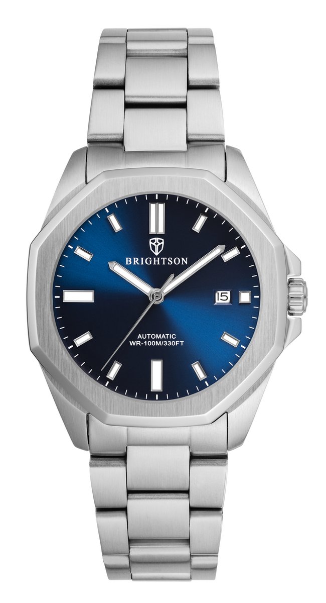 Brightson The Prestige - Horloge heren automatisch - Waterdicht - Saffierglas - 316L roestvrijs staal - Zilver / Blauw
