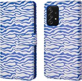 iMoshion Hoesje Geschikt voor Samsung Galaxy A52 (4G) / A52s / A52 (5G) Hoesje Met Pasjeshouder - iMoshion Design Bookcase smartphone - Meerkleurig / White Blue Stripes