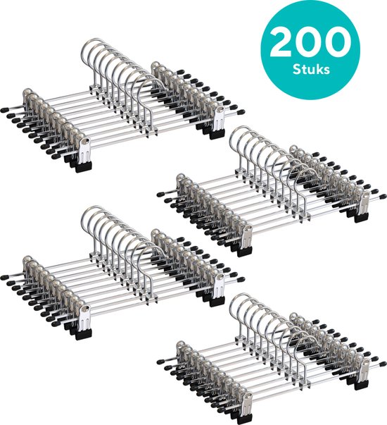 Cintres à pantalons Life's Green - 200 pièces - Cintre à pantalons avec pinces - Cintre - Antidérapant