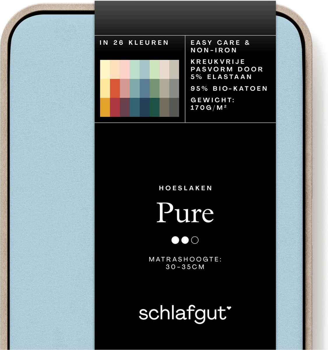 Schlafgut Pure Bio Katoen Jersey Hoeslaken L - 140x200 - 160x220 536 Blue Light