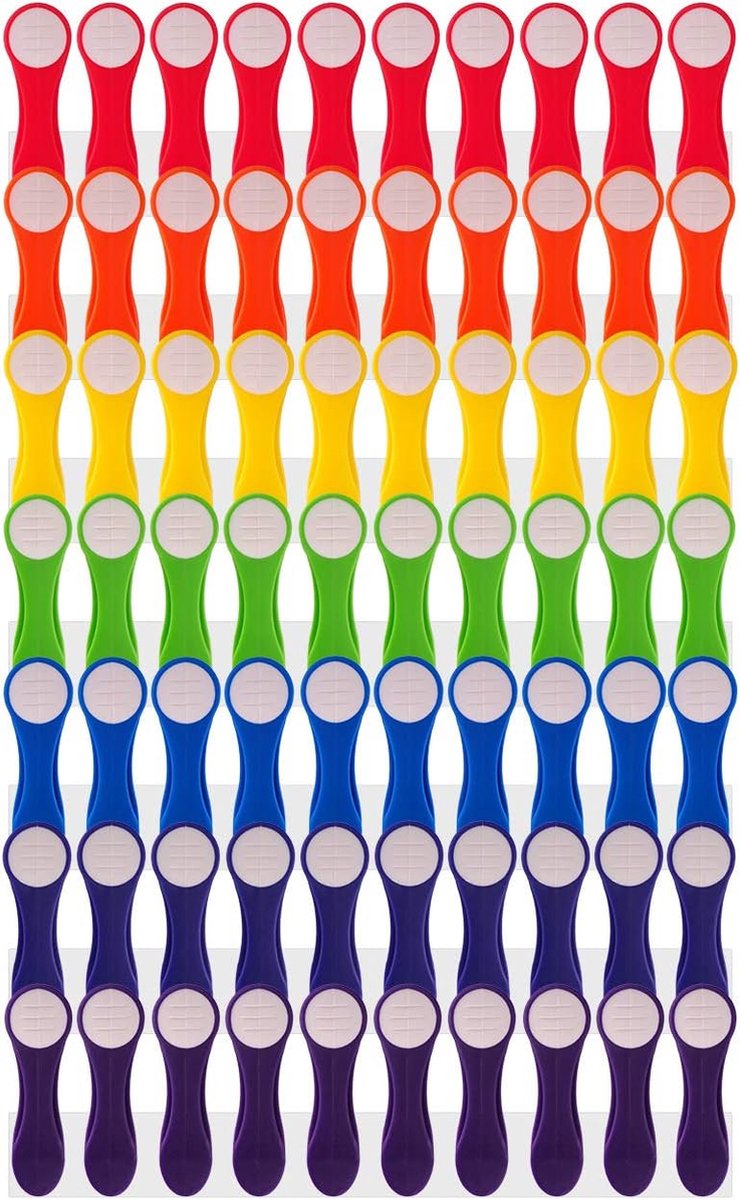 Goedkoopste 70 kleurrijke regenboogwasknijpers met roestvrijstalen veren en zachte grip, duurzaam en duurzaam in milieuvriendelijke kartonnen verpakking