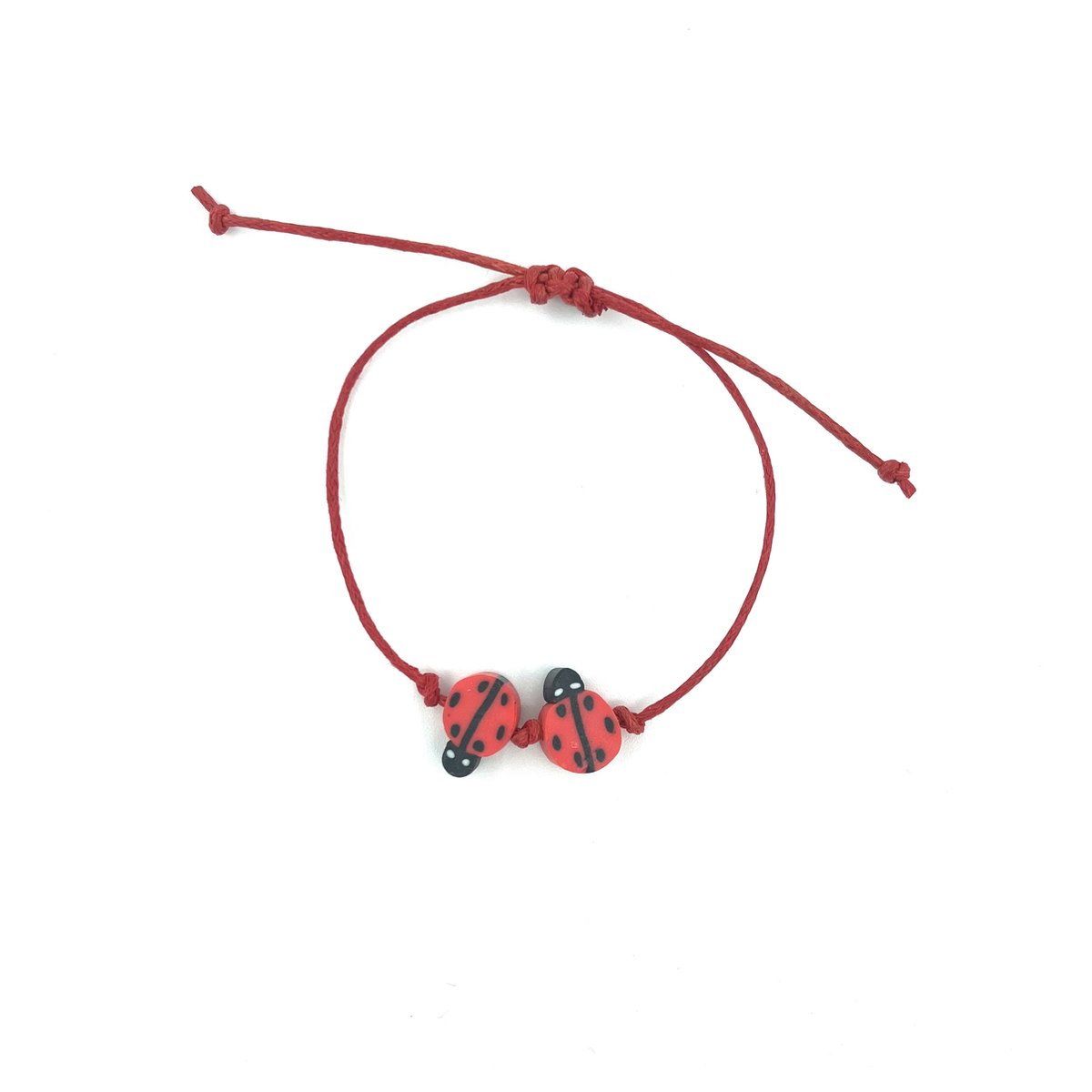 Luna-Leena duurzame kinderarmband lieveheersbeestje - rood - L15cm - handgemaakt in Nepal - ladybug beads- kids bracelet - accessoires - feest - cadeau - kinderfeestje - verjaardag - armband - sieraad