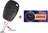 Boîtier de clé de voiture 3 boutons + Batterie Energizer CR2016 pour clé Renault & Opel / Renault Master / Renault Trafic / Opel Movano / Opel vivaro / Télécommande.