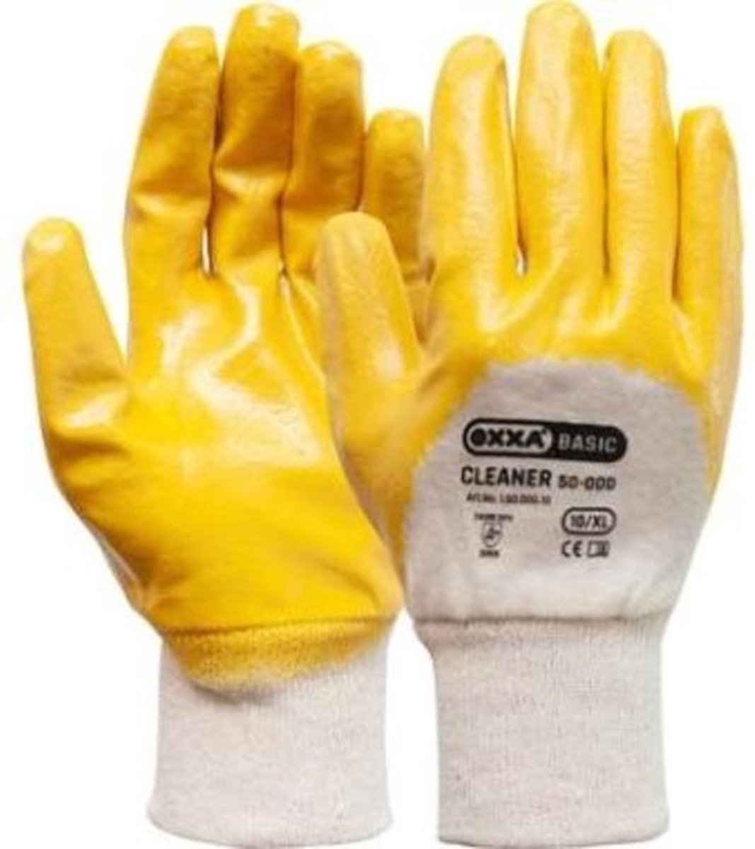 OXXA Cleaner 50-000 handschoen (12 paar) 10/XL Oxxa - geel/wit - Nitril/katoen - Gebreid manchet - EN 388:2016