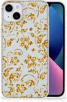 Telefoonhoesje Geschikt voor iPhone 15 Plus Back Cover Siliconen Hoesje Gouden Bloemen