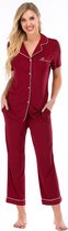 Bamboe Pyjama Set - Huispak - Dames - Ademend - Zacht - Lange Broek - Hypoallergeen - Rood - L