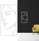 DEKODU NAIST - Wanddecoratie - Wit - Interieur - Acrylaat art - Line art - Wall art - Romatisch - Modern - Expressie - Mensen - Wandborden - Woonkamer - Vrouw - kado - Kunst - Abstract - geschenk - 80x43 cm