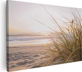 Artaza Canvas Schilderij Strand En Duinen Tijdens Zonsondergang - 120x80 - Foto Op Canvas - Canvas Print