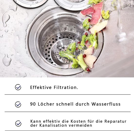 Retoo Siliconen afvoerzeef met spoelbakstop, universele douche-haarzeef