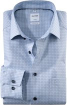 OLYMP comfort fit overhemd - structuur - lichtblauw - Strijkvrij - Boordmaat: 41