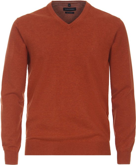 Casa Moda - Pullover V-Hals Oranje - Heren - Maat XL - Regular-fit