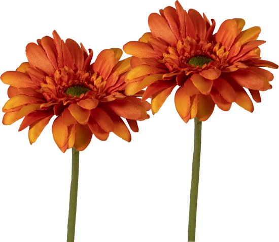 Viv! Home Luxuries Gerbera - 2 stuks - zijden bloem - oranje