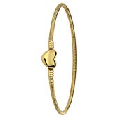 Lucardi - Dames Stalen goldplated armband slang met hart sluiting - Armband - Staal - Goudkleurig - 21 cm