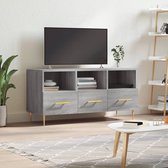 The Living Store Televisiekast Trendy Grijs Sonoma Eiken - 102 x 36 x 50 cm - Bewerkt hout en ijzer