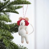 Kersthanger Muisje Sneeuwbal Vilt | Felt Snowball Mouse Christmas Tree Decoration
