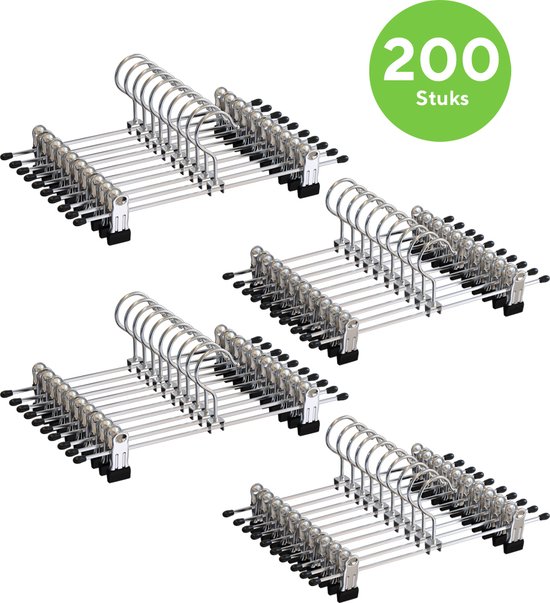 Cintres à pantalons Life's Green - 200 pièces - Cintre à pantalons avec pinces - Cintre - Antidérapant