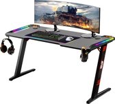 For The Win Game Bureau - 140x60x73 cm - Gaming Desk met LED Verlichting - Incl RGB muismat XXL - Computer Tafel