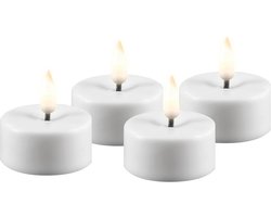 KLEINE THEELICHTEN *NEW*. Luxe LED kaars - Wit LED Tealight Candle D3,5 x 4 cm (4 pcs.) - net een echte kaars! Deluxe Homeart