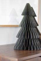Honeycomb - Kerstdecoratie - Zwarte Papieren Kerstboom - 30 cm - Zwart - Gouden Rand - Magnetische Sluiting