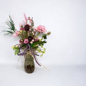 Seta Fiori - bouquet de prairie - rose - vase inclus - 65cm - fleurs artificielles en soie -