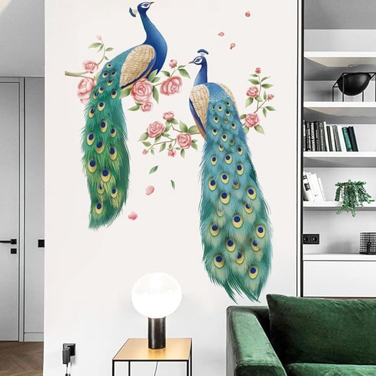 Muursticker paon Fleurs branche d'arbre Vogel Stickers muraux chambre salon  bureau