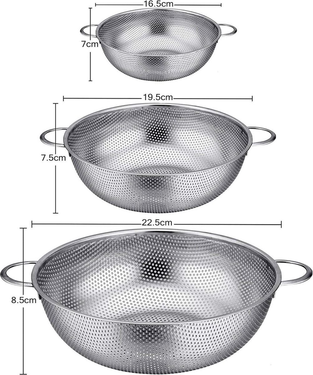 Ensemble de tamis de cuisine de haute qualité, ensemble de 3 tamis de  cuisine en acier inoxydable, 3 tailles 8/14/20 cm, passoire à mailles fines  avec bord plat