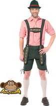 Partychimp Voordelige Korte Lederhose Man Johann Oktoberfest Heren Lederhosen Man Carnavalskleding Heren Carnaval - Maat XL - Groen - Polyester