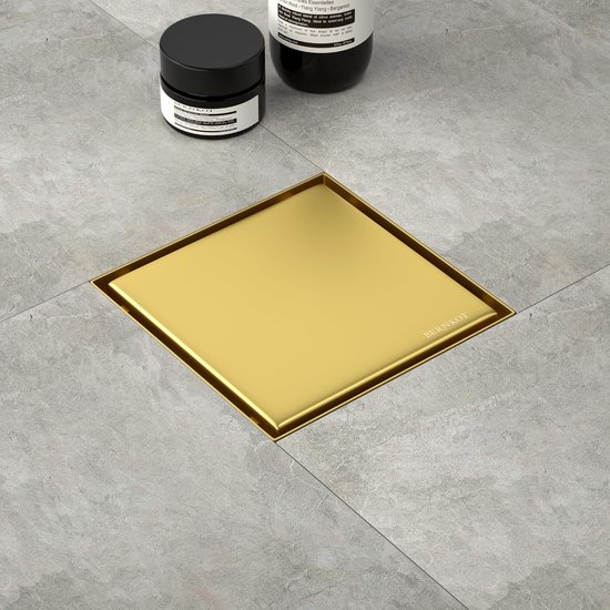 Douchegoot vierkant 15 x 15 cm, 360° sifon met geurstop en haarzeef 2in1 betegelbaar... bol