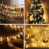 Kerstboom Verlichting Foto's/Kaarten • 20 LEDS/Clips • 2 Meter • Warm Wit • Kerstboomverlichting • Foto lichtslinger • Foto Slinger • Fotoslinger