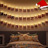 Kerstkaarten Slinger • 20 LEDS/Clips • 2 Meter • Warm Wit • Kerstkaarten Ophangen • Foto Slinger • Fotoslinger