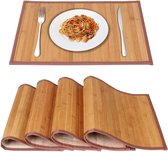 Bamboe placemats voor eettafel, placemats set van 4, vlekbestendige, hittebestendige placemats, duurzame en robuuste eetplacemats voor keukentafel (30 x 44 cm)